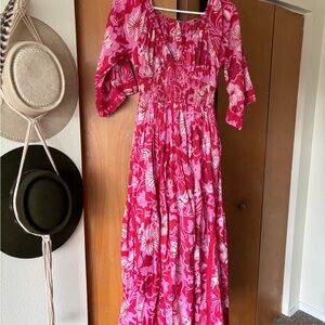Free People Pink Floral Long Sleeve Dress